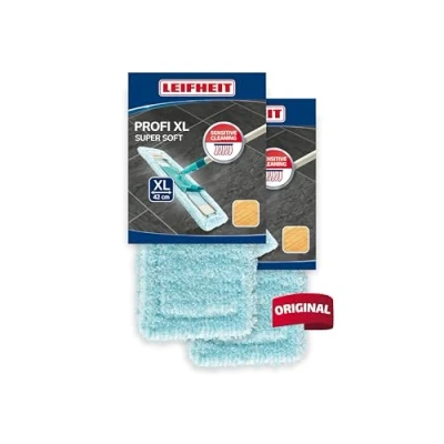 Imagen de Set de 2 Fundas lavado para mopa Profi XL super soft, funda poliéster suelos delicados como parqué o tarima laminada, leifheit lavable a 60ºC