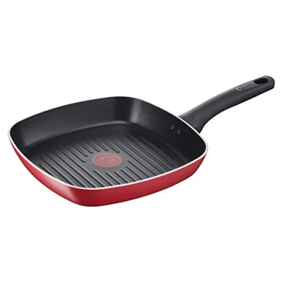 Imagen de Lagostina Parrilla antiadherente de aluminio, 26 x cm, inducción, gas y horno, con indicador cocción Thermo Signal, revestimiento Titanium Easy, mango ergonómico Bakelita