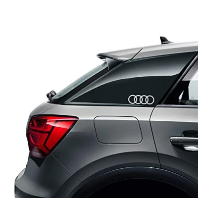 Imagen de Audi 8W0064317D Lámina decorativa con logotipo de anillos y emblema, pegatina plateada