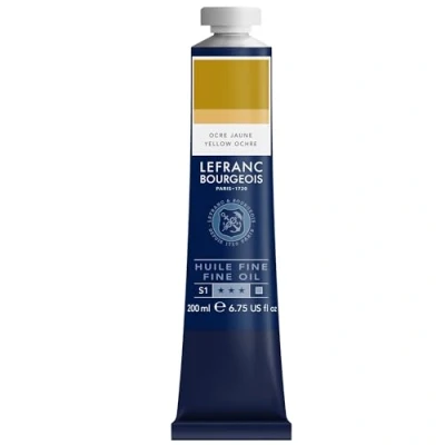 Imagen de Lefranc Bourgeois 301842 Pintura al óleo fina de calidad, resistente a la luz y consistencia uniforme, tubo 200 ml, ideal para lienzos tableros pintura, Amarillo ocre
