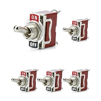 Imagen de QWORK® 5 Piezas Interruptor de Palanca Cobre Alto Rendimiento para Auto Vehiculo Barco, Conmutador SPST ON/Off 2 Posiciones Pin, 20A 125VAC / 15A 250VAC
