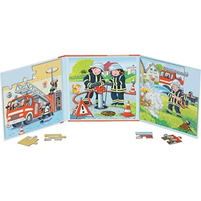 Imagen de GOKI Libro de Puzzles Bomberos No Aplica Madera, Multicolor, único (57385)