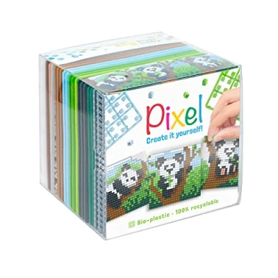 Imagen de PixelHobby P29020 Juego de Manualidades Panda, Sistema Enchufe como pasatiempo Creativo para niños a Partir 6 años, Caja Cubos con Plantillas Motivos y Cuadrados píxeles