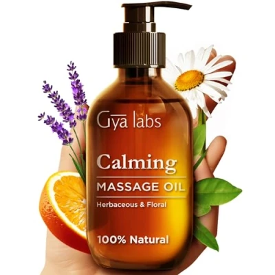 Imagen de Gya Labs Aceite masaje calmante para terapia de aceites aromaterapia natural Elaborados con lavanda, petitgrain, manzanilla, naranja dulce, jojoba y argán (200 ml)