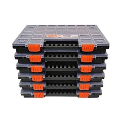 Imagen de caja organizadora vacía, de clasificación, con compartimentos, para piezas pequeñas y herramientas, organizador, juego 6 unidades, aprox. 399 x 303 50 mm