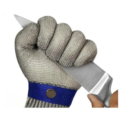 Imagen de BADIKA Guantes de Seguridad anticorte Guante Resistente a Cortes metálicos Malla Acero Inoxidable Hierro Laboral(L)