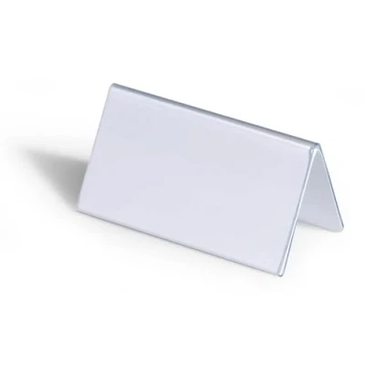 Imagen de Durable 805119 Portanombres de mesa 52/104 x 100 mm, transparente con incrustación papel blanco, 25 piezas