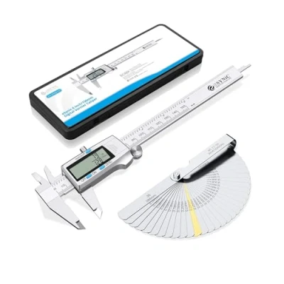 Imagen de eSynic Calibre Vernier Digital 150mm/6inch pie de rey con Calibrador Electrónico Fracciones/Inch/Metrico Espesores Acero Inoxitable para Ingeniero Diseño y Diámetro Mecánico
