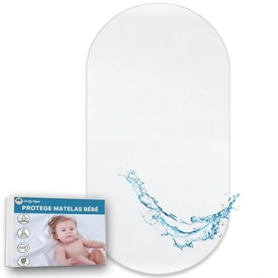 Imagen de Lovely Hippo Protector de colchón absorbente y transpirable para bebé, 100 % impermeable, sin tratamiento químico (40 x 80 cm)
