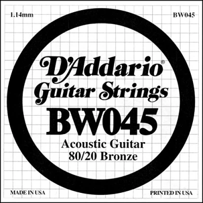 Imagen de D&#039;Addario BW045, cuerda individual para guitarra acústica, entorchada en bronce, .045