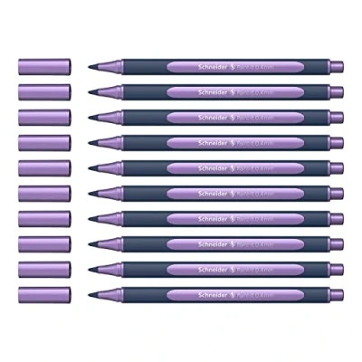 Imagen de Schneider ML05001140 Bolígrafos metálicos (grosor de trazo 0,4 mm, tinta alta metalización, secado rápido, carcasa 88% plástico biobasado), 10 unidades en color morado