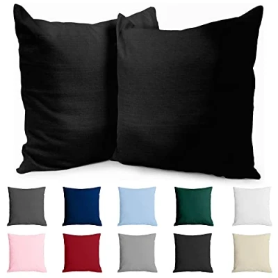Imagen de Funda de Almohada 65x65 Algodón Reforzado (Pack 2) Negro Tela Apretada 57 Hilos/cm² 65 x Certificación Oeko Tex Dreamzie