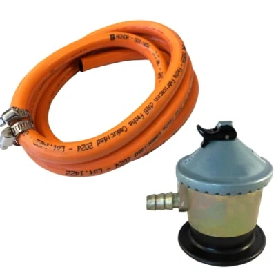 Imagen de Homelux 300066 Kit Regulador Gas Domestico y Manguera con Abrazadera, 1.5 m