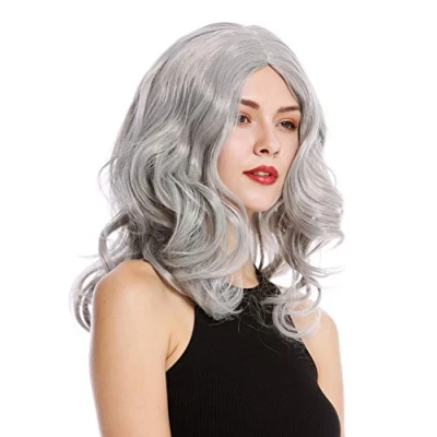 Imagen de WIG ME UP 90831 ZA68E Peluca Mujer para Carnaval Halloween Largo Ondulado Raya Medio Gris