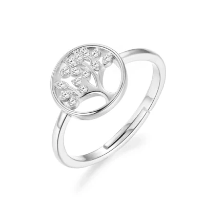 Imagen de Philip Jones Anillo de árbol la vida enchapado en plata creado con cristales Zircondia®