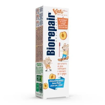 Imagen de Biorepair® pasta de dientes para niños, 0 6 años, melocotón, niños sin flúor, sabor anticaries, encías saludables, 50 ml