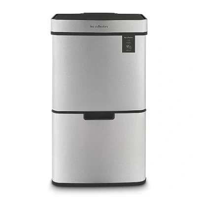 Imagen de Les Collectors Papelera de Reciclaje N1010, 64 L (41+11+11) 3 compartimentos, Acero Inoxidable, Cierre Automatico Silencioso, Cesta Organicos 4L