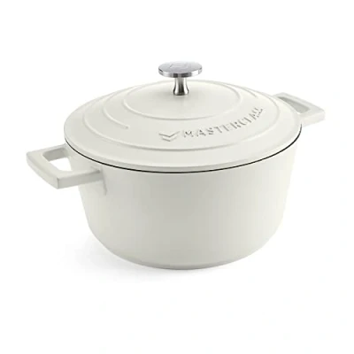 Imagen de MasterClass Cacerola pequeña con tapa de 2,5 L/20 cm, aluminio fundido ligero, apto para inducción, horno y horno, color crema