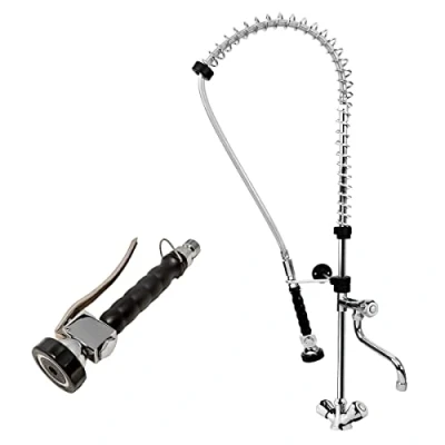 Imagen de GOLDMAN SERVICE Grifo Industrial Pomo Extensible Rociador Ducha para Fregadero Cocina Hostelería con Spray Flexo Pulverizador Mezclador + Caño alto
