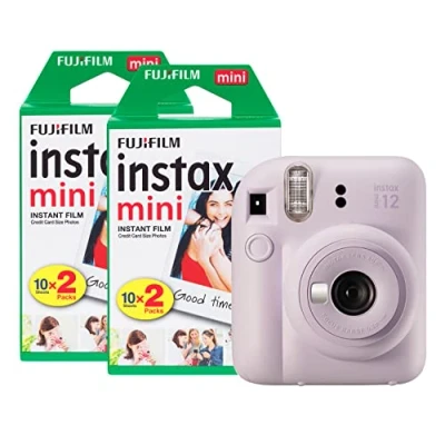 Imagen de Fujifilm Instax Mini 12 Cámara instantánea con Paquete de 40 películas Disparo, Color Morado Lila