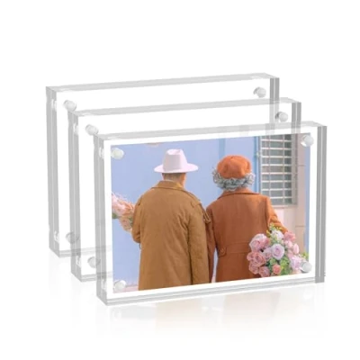 Imagen de Sezanrpt Marco de fotos acrílico, 9 x 13 cm, paquete 3, imanes doble cara, marcos magnéticos para 10 8 mm grosor