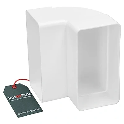 Imagen de KOTARBAU® Pieza de desviación 120 mm x 60 mm, vertical, arco canal rectangular vertical 90, plano, rectangular, ángulo plástico, color blanco, conector conducto salida aire