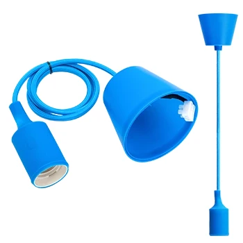 Imagen de Aigostar Portalámparas Colgante de Plástico E27,100cm Cable con Soporte Techo,Accesorios La Lámpara DIY,Azul