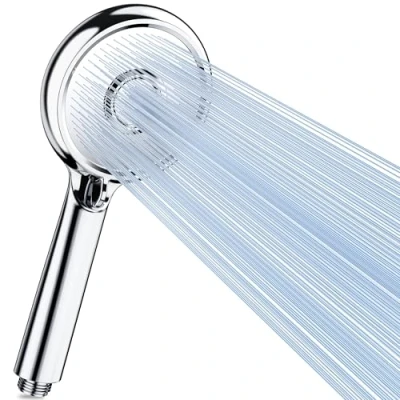 Imagen de Magichome Alcachofa de ducha mano con 3 tipos chorro, alta presión agua (110 mm diámetro), cabezal universal, cromado
