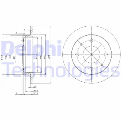 Imagen de DELPHI BG3337 Disco de freno 230 11 4 macizo aceitado sin procesar cojinete rueda, anillo sensor ABS HYUNDAI: Atos