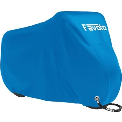 Imagen de Favoto Funda para Bicicleta Exterior, 210D Oxford Cubierta Protector Impermeable al Aire Libre contra Lluvia/UV/Polvo/Nieve con Orificio de Bloqueo Montaña Carretera, 200x70x110cm Azul