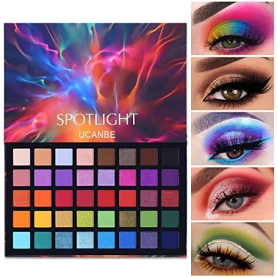 Imagen de UCANBE 40 colores Spotlight Eyeshadow Palette Multi reflective Shimmer Glitter Peacock Eye Shadow Professional Matte Makeup Sombra de ojos en polvo altamente pigmentados