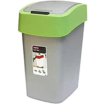 Imagen de Curver 02171 P 80 00 contenedor de residuos con Solapa, 25 L, Plata/Verde