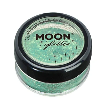 Imagen de Agitadores de brillantina iridiscentes por Moon Glitter 100% Brillo Cosmético para la Cara, Cuerpo, Uñas, Cabello y Labios 5g Verde