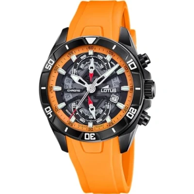 Imagen de LOTUS Reloj Hombre 18945/3 Vortex Caja de Acero Inoxidable 316l Negro Correa Caucho Naranja