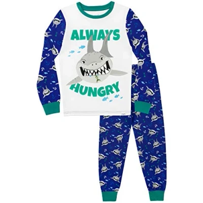 Imagen de Harry Bear Pijamas de Manga Larga para niños Tiburones Ajuste Ceñido Azul 8 9 Años