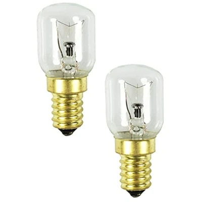 Imagen de COM FOUR® Lámpara de horno 2x hasta 300 C, bombilla estufa blanca cálida 26W, E14, 230V, 165 lúmenes (02 piezas 26W color dorado)