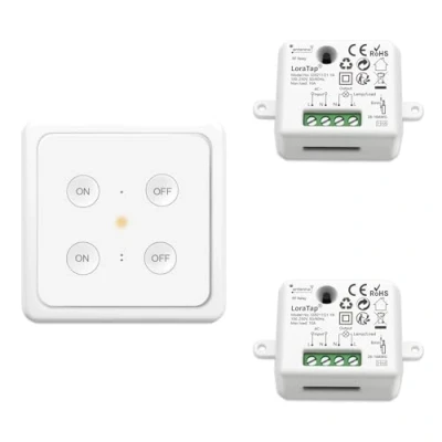 Imagen de Interruptor de Luces Inalámbricas, LoraTap Mando a Distancia Doble + 2 Receptores 10A Control Remoto Radio 200m para Lámparas y Electrodomésticos