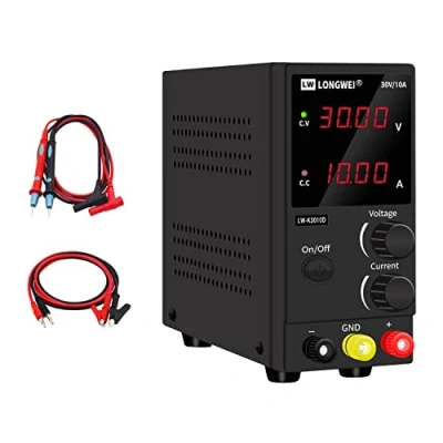 Imagen de LONGWEI Fuentes de Alimentacion Regulables, 30V 10A Fuente Alimentación Regulable conmutación ajustable digital, laboratorio ，con pinzas cocodrilo electronica，cable prueba