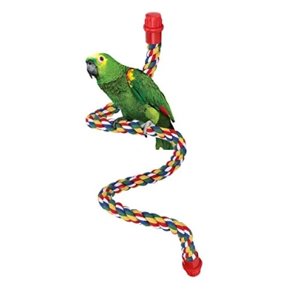 Imagen de Percas de Cuerda para pájaros, Perca en Espiral Columpio Loro algodón Escalada pie Juguetes Jaula (L)