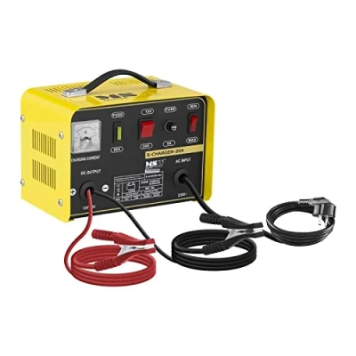 Imagen de MSW Cargador de batería Coche S Charger 20A (12/24 V Tensión Carga, 8/12 A Corriente para baterías: 12 200 Ah, 500 W, Refrigeración, Carga Adaptable MIN/MAX, Compacto)