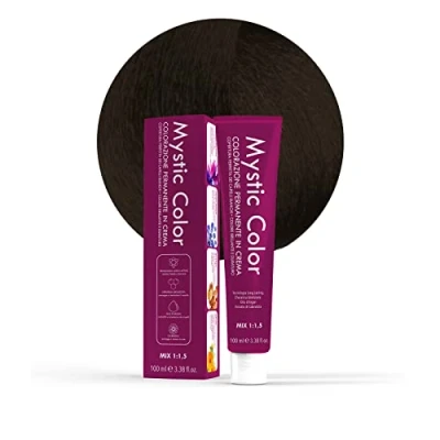 Imagen de Mystic Color, Tinte para el Cabello, Fórmula Enriquecida con Aceite de Argán y Caléndula, Coloración Permanente en Crema Larga Duración, Castaño Intenso 2.0, 100 ml