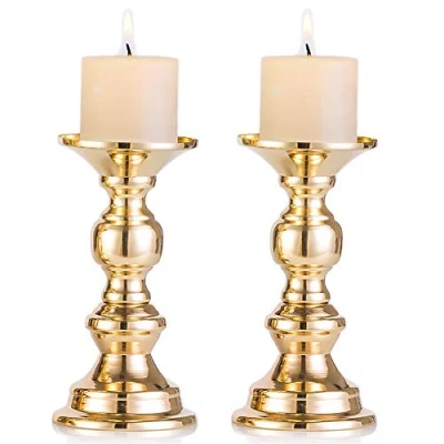 Imagen de Nuptio Candelero Columnario del Hierro, Decorativo De Mesa para Boda/Fiesta/Cumpleaños, Artículo La Cena a Las Velas, Retro Hogar (Ajuste 50mm Dia Vela 15cm H, 2 Pcs)