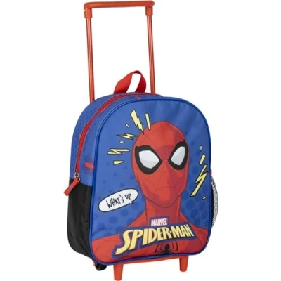 Imagen de Mochila Escolar Estilo Trolley de Spiderman Color Azul 25x10x29 cm Carro Fabricada en Poliéster Incluye Tacos Antideslizamiento Producto Original Diseñado España