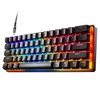 Imagen de SteelSeries Apex Pro Mini Teclado gaming HyperMagnetic El más rápido del mundo Accionamiento ajustable Factor forma compacto 60 % RGB Teclas PBT USB C alemana (QWERTZ)