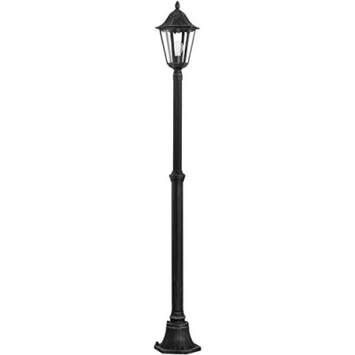 Imagen de Eglo lámpara de pie exterior Navedo, luz 1 foco, aluminio fundido y cristal, color negro, plata patina, portalámparas E27, altura 200 cm, IP44