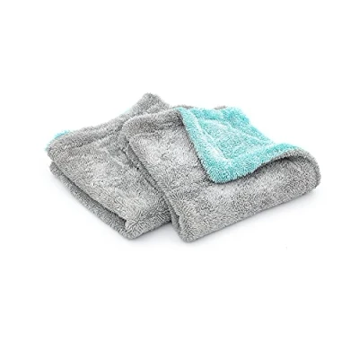 Imagen de The Rag Company Liquid8r Absorbente 70/30 Blend Microfiber Drying Towel for Cars, Trucks, SUVs, Safe Detailing + Scratch Free, Twist Loop, 1100 gsm, 16 in x in, Aqua Blue/Grey (2 Pack)