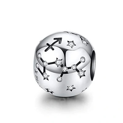 Imagen de Abalorio de Plata ley 925 con constelación cumpleaños, aniversario, dije fe para pulsera Pandora,