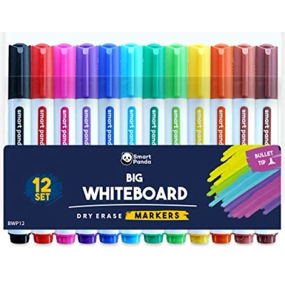 Imagen de Rotuladores para Pizarra Blanca de SmartPanda Punta Bala Borrado Seco, Ideal el Hogar, Escuela u Oficina Juego 12 Colores Variados