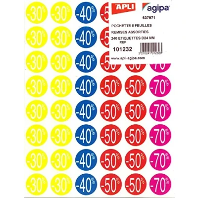 Imagen de APLI 101232 Etiquetas De Descuentos Círculos, 24 X