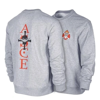 Imagen de GMYG One Piece Whitebeard Portgas·D·Ace Logo Algodón Anime Japonés Gráfico Premium Hombre/Mujer Sudaderas/Jumper (Gris,S)